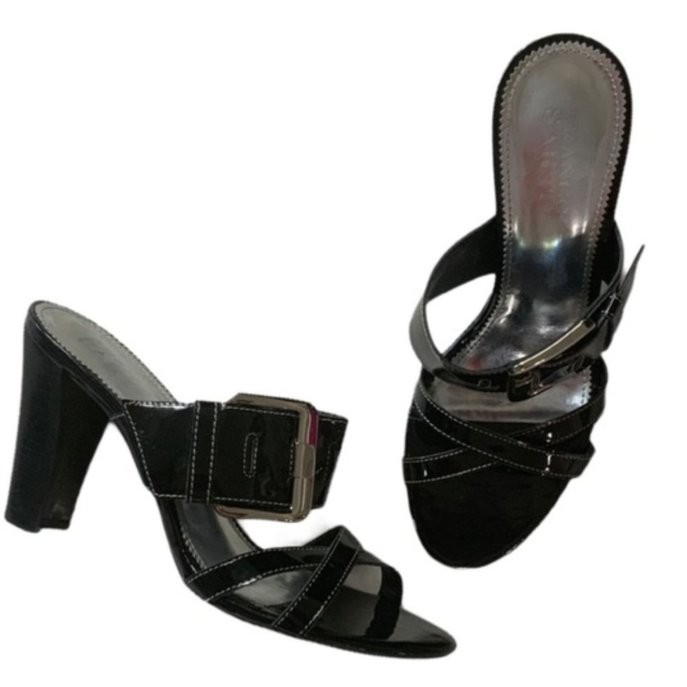 FRANCO SARTO Patent Dente Mirage 3.5”Heel Sandal